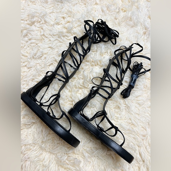 Free People Gladiator Sandals Black Leather Size 6.5 - Picture 7 of 14